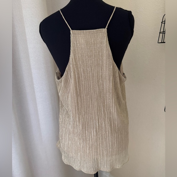 Lumiere Gold Shimmery Sleeveless Elegant Summer Casual Blouse Size Large - Picture 4 of 7